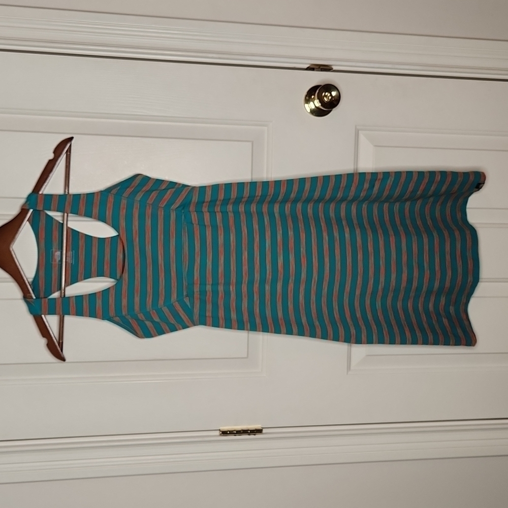 The North Face Orange Blue Green Striped Racer Back Stretch Tank Dress  Size XS